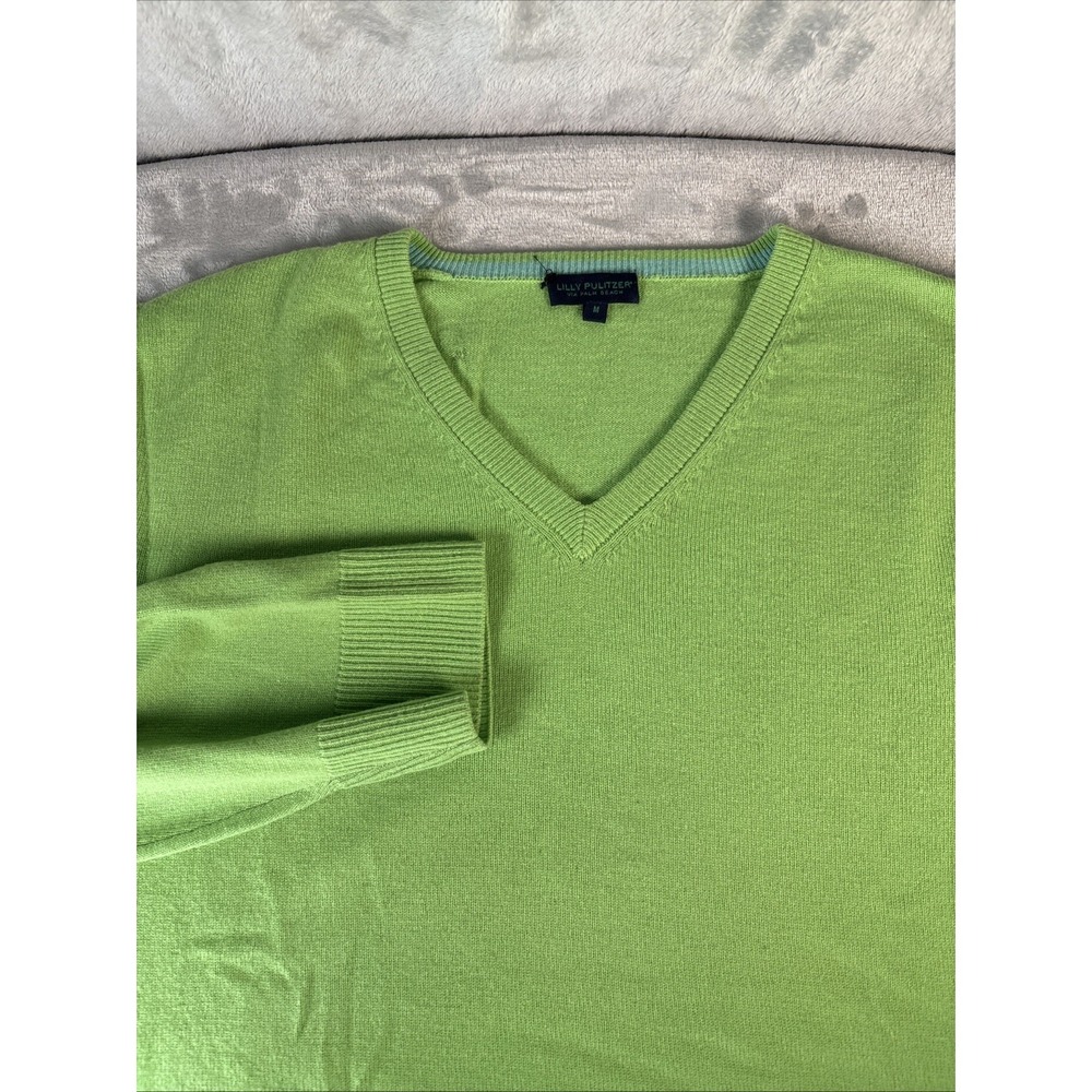 Lilly Pulitzer Sweater Mens Medium Green 100% Cashmere Via Palm Beach READ